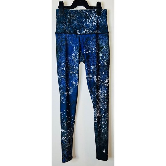 Onzie High-Waist Full-Length Leggings Constellation Print Size S Poly/Spandex Bl - Picture 1 of 5